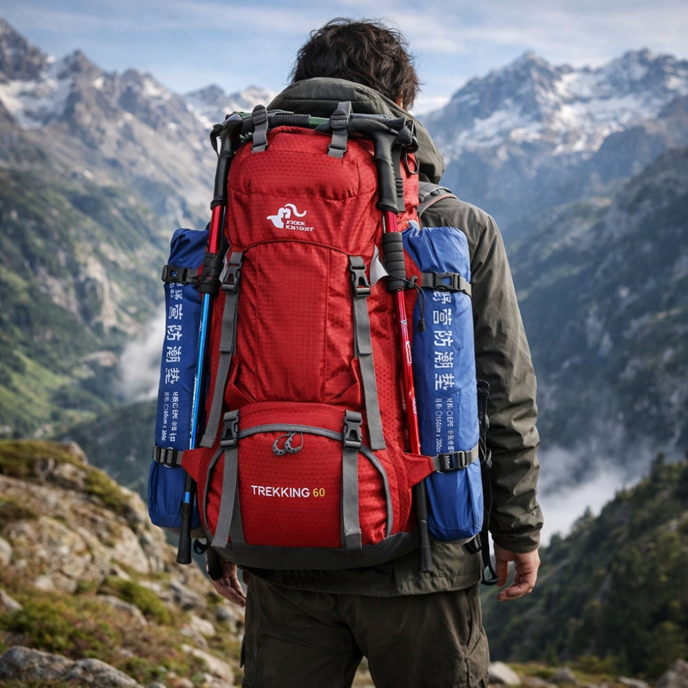 Sac à Dos 60L - Trekking Randonnée Montagne léger résistant et imperméable